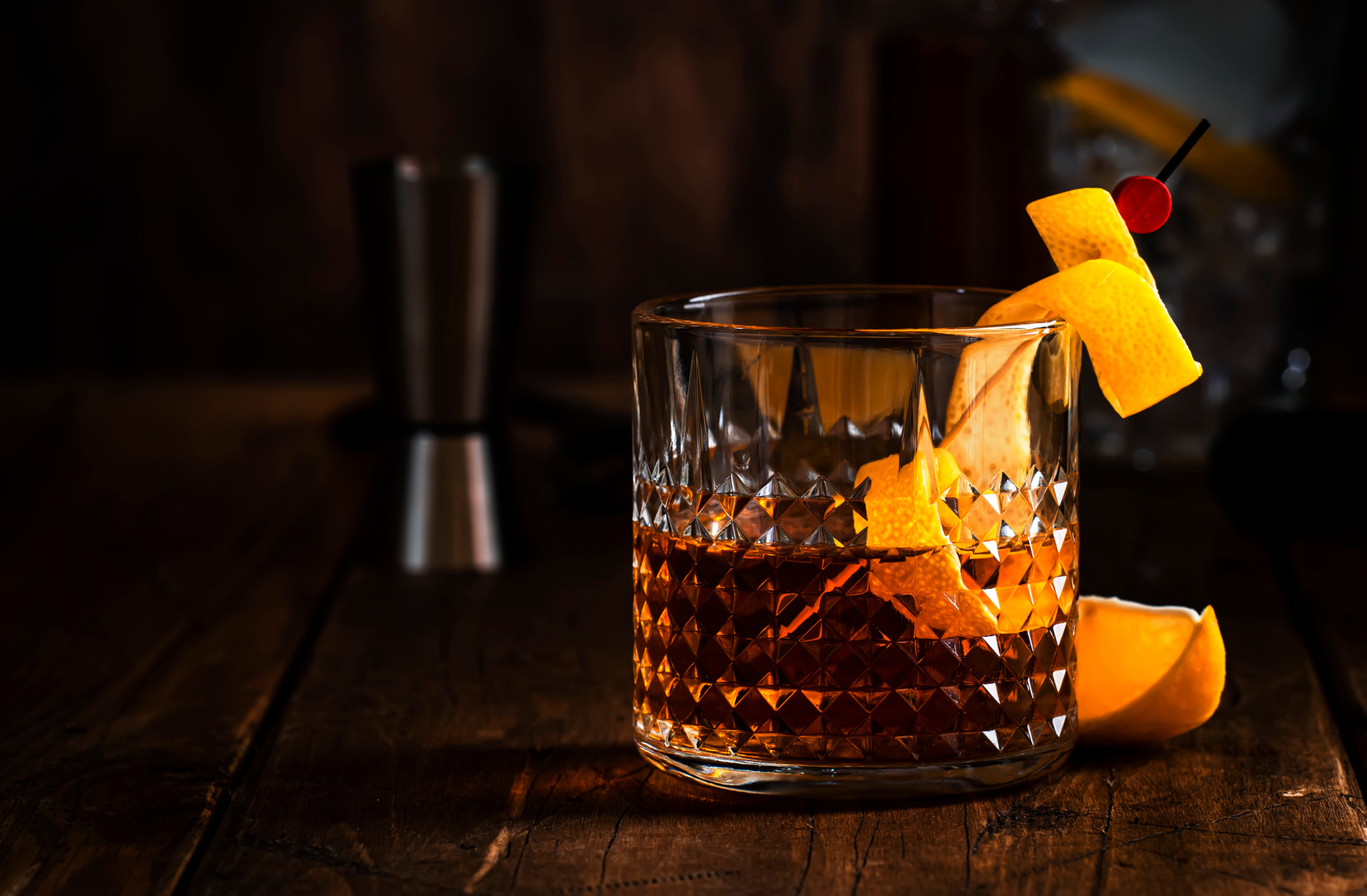 Sazerac, Classic Alcoholic Cocktail with Cognac, Bourbon, Absint
